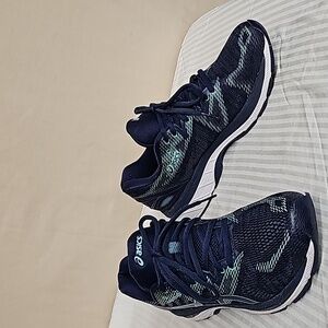 Asics Women's Navy and Aqua Running Sneakers